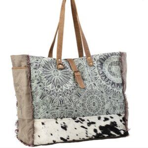 Myra Bag Gray and Brown Tote
